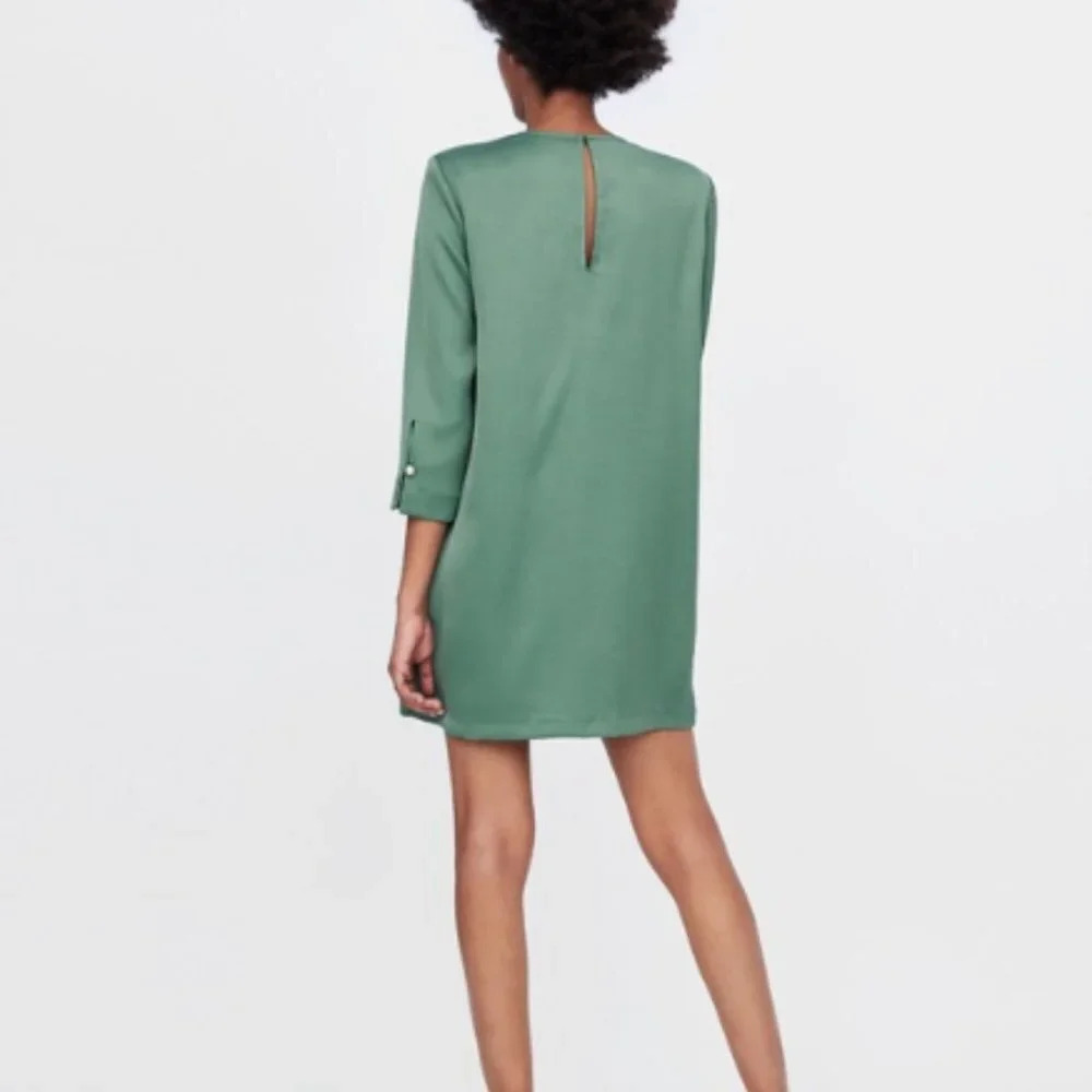 Zara Green Mini Dress with Ruffle Detail - Picture 2 of 10